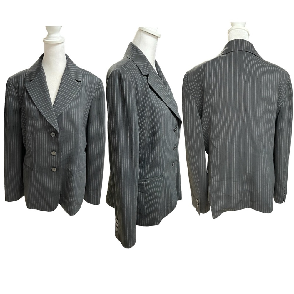 Tahari ASL Options Black & White Pin Stripe Women's Jacket/Blazer Size 12